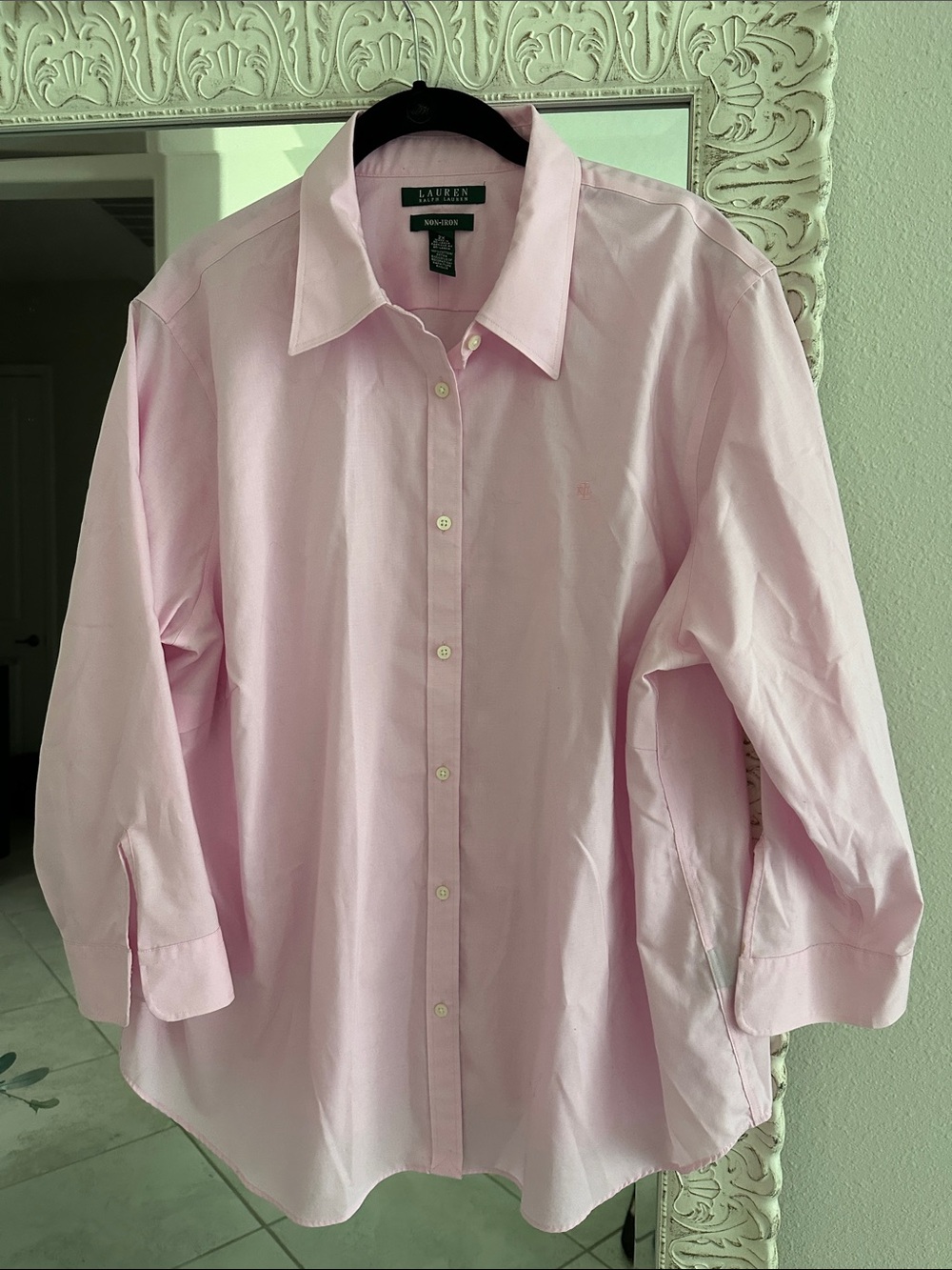 Lauren Ralph Lauren Pink Quarter Sleeve Button Down Shirt